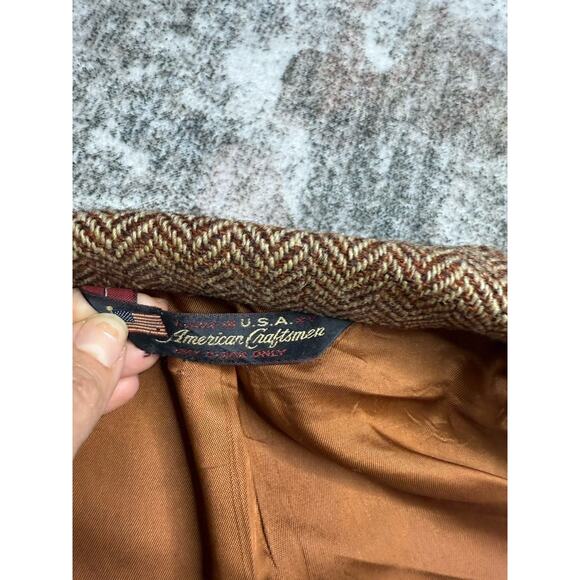 VTG Harris Tweed Sport Coat 44R Orange Unstructured Blazer Herringbone USA Read* - Picture 10 of 14